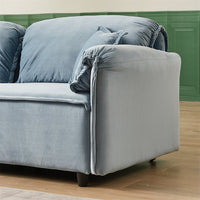 79" Velvet Upholstered Loveseat Sofa, Comfy Soft 3 Seater Couch with Turned Inward Back and Arms, Modern Couch for Living Room, Apartment, Office, Blue