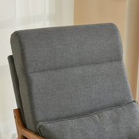 Rocking Chair, High Back Comfy Living Room Rocking Chair with Wooden Armrest, Linen Upholstered Single Sofa with Pillow Accent Chair for Living Room Bedroom, Dark Gray