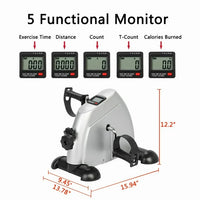 Mini Exercise Bike, Under Desk Bike Pedal Exerciser, Portable Foot Cycle Arm & Leg Peddler Machine with LCD Screen Displays, Home Use Hands and Feet Trainer