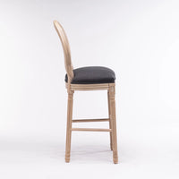 Counter Height Bar Stools Set of 2, French Country Bar Height Chairs with Upholstered Seat & Floral Carved Legs, Wooden Barstools for Pub, Restaurant, Kitchen, 300LBS Weight Capacity, Dark Gray