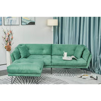 85.8" Loveseat Sofa with Ottman Set, Chenille Fabric L Shaped Convertible Sectional Sofa with 2 Pillows,3 Seater Sofa for Small Space,Living Room, Apartment