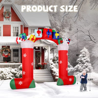 9ft Christmas Inflatables Sock Arch with 24W 11 LED Lights ,Blow up Outdoor Decorations Merry Christmas Archway for Lawn Garden Yard Xmas Holiday Party