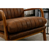 Mid Century Modern Accent Chair with Solid Wood Frame, Upholstered Living Room Armchair with High-Back and Padded Seat, Comfy Reading Chair Lounge Chair for Bedroom, Office, Studio, Coffee