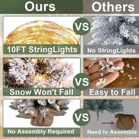 Tabletop Christmas Tree 2FT Small Mini Christmas Tree for Table Top, Artificial Snow Flocked Arbol de Navidad with Xmas Ornaments, Christmas Decorations for Home Office Apartment-Orange