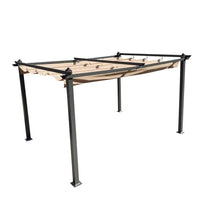 13x10 Ft Outdoor Retractable Pergola with Shade Canopy,Patio Gazebo with Adjustable Sliding Sun Shade Canopy, Heavy-Duty Steel Frame,Patio Furniture Set for Garden Porch Backyard