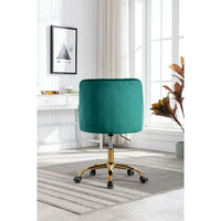 Swivel Shell Office Chair,Velvet Tufted Upholstered Desk Chair with Metal Star Base and Tufted Back,Vanity Chair, Height Adjustable Shell Shape Computer Armchair for Living Room Bedroom Office,Green