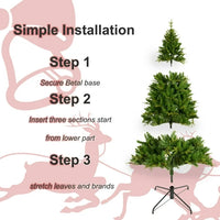 7.5ft Christmas Tree Pre-Lit, Artificial Christmas Tree with 400 LED Lights and Realistic Branches with 1685 Tips, Hingeless Spruce Xmas Tree for Home, Office, Party Decoration