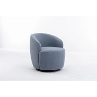 Swivel Accent Chair, Teddy Fabric Accent Armchair Barrel Chair With Black Metal Ring, Upholstered Swivel Vanity Chair, Comfortable Leisure Single Sofa for Living Room, Bedroom, Nursery, Make-up, Blue