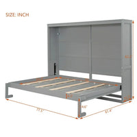 Full Size Mobile Murphy Bed Wall Bed Chest Versatility Bed, Wood Murphy Bed Wall Bed Frame, Foldable Platform Bed Folded into Cabinet, Folding Bed Cabinet Bed, Bedroom Furniture, Gray