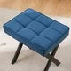 Vanity Stool, Square Fabric Makeup Stool with Metal X Legs, Ottoman Stool Chair with Rivet Trims for Vanity, Modern Padded Vanity Seat Foot Rest Stool for Makeup Room, Living Room, Blue