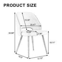 Modern Dining Chairs Set of 2, Linen Accent Chair, Living Room Leisure Chairs, Upholstered Side Chair with Metal Legs, Office Chair for Dining Room Kitchen Vanity Patio Club Guest, Gray