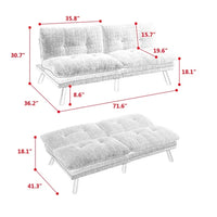Chenille Fabric Futon Sofa Bed, Modern Convertible Sleeper Sofa Loveseat with Adjustable Backrest and 6 Sturdy Legs, Upholstered Loveseat Couch Sofa for Living Room, Office, Wine Red