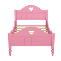 Twin Size Toddler Bed, Wood Twin Bed for Girls, Twin Size Bed Frame with Headboard and Footboard for Kids, Toddler Girls (Light Pink)