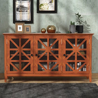 Storage Cabinet with 3 Doors & Adjustable Shelves, Modern Console Table Sideboard Buffet with Metal Door Handles, 62.2’’ Multi-use Accent Cabinet Entertainment Center for Living Room, Brown