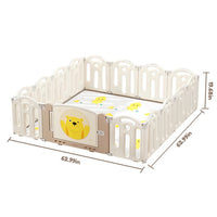 Baby Playpen, Baby Play Yard with Mat, Foldable Baby Fence for Indoor and Outdoor Kids Toddlers Activity, Baby Safety Playpen Centre with Fence, 14 Panel and 1 Play Mat, 62.9 ” x 62.9”, Gray