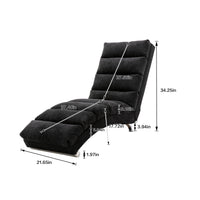 Electric Massage Chaise Lounge, Linen Indoor Lounger with Remote Control and Side Pocket, Ergonomic Indoor Royal Chair for Office, Living Room, Bedrooom, Black