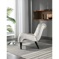 Accent Tufted Armless Chaise Lounge, Leisure Reclining Chair with Wood Legs, Modern Lounge Sofa, for Indoor Home Living Room Bedroom, Beige