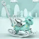 5 in 1 Rocking Horse for Toddlers, Balance Bike Ride On Toys with Push Handle, Backrest and Balance Board for Baby Girl and Boy 1-3 Years Old, Unicorn Kids Riding for Birthday Gifts (Blue)