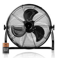 16-Inch Rechargeable Cordless Floor Fan, High Velocity Floor Fan with 360-Degree Tilt, Ready-to-Use Style Heavy Duty Metal Fan with Battery Operated for Industrial Commercial Residential Office,Black