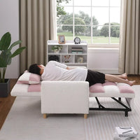 3 in 1 Convertible Sleeper Sofa, 3 Position Adjustable Sofa bed with Pillow and Armrest, Pull Out Chair Bed, Folding Lounge Sleeper, Futon Sleeper Couch Bed for Living Room Bedroom office, Pink