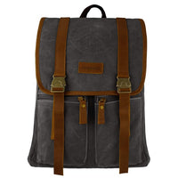 JINS & VICO Canvas Backpack, Vintage Leather School Bag Unisex Casual Rucksack, Hiking Daypacks Laptop Backpacks for Men and Women