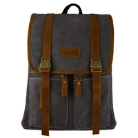 JINS & VICO Canvas Backpack, Vintage Leather School Bag Unisex Casual Rucksack, Hiking Daypacks Laptop Backpacks for Men and Women
