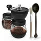 Triple Tree Manual Coffee Grinder with Ceramic Burrs, Hand Coffee Mill with Two Glass Jars(11oz each), Brush and 2 Tablespoon Scoop