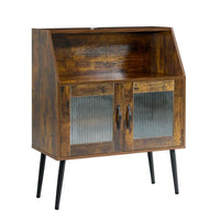 Industry Sideboard Bufft Cabinet,Storage Cabinet with Glass Door and Open Shelve,Console Table for Living Room,Kitchen,Dining Room,Brown