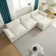 Teddy Velvet Modular Sofa with Ottoman, 3-Seat Convertible Sectional Sofa with Removable Armrest and Double Layer Seat Cushion, L-Shape Couch for Bedroom Living Room Apartment, Creamy White