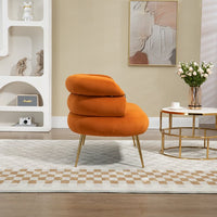 50 Inch Velvet Loveseat Sofa, 2-seat Sofa Couch with Metal Frame and Tapered Golden Feet, Mid Century Tufted Love Seat for Living Room, Bedroom, Apartment and Small Space, Orange