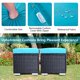 Outdoor Ottoman Set of 2, PE Wicker Ottoman with Storage, All-Weather Rattan Cube Footstool with Soft Cushions and Steel Frame, Square Foot Rest Seating for Patio, Porch, Deck, Easy Assembly (Black)