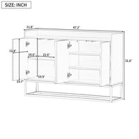 Sideboard with Large Storage Space, Elegant Buffet Cabinet Entryway Table with Door Rebound Device, Modern Console Table with Gold Metal Legs for Dining Room Entryway, White
