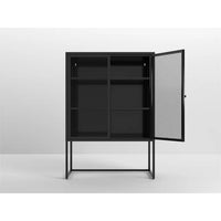 Sideboard Buffet Cabinet,47.2"H Storage Cabinet Kitchen Buffet,Stylish Metal Pantry Cabinet with 2 Mesh Doors,Accent Storage Cabinet with Adjustable Shelves for Office Dining Room Living Room,Black