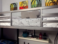 Triple Tree Modern Triple Twin L-shaped Bunk Bed Contemporary Style Corner Design With Workstation Full Metal Construction Silver Grey And Black Silver Finish