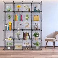 20-Cube Organizer Cube Storage Shelves Wire Cube Storage Origami Shelves Metal Grid Multifunction Shelving Unit Modular Cubbies Organizer Bookcase, Ideal for Home, Office, Living Room