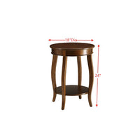 Wooden Round Top Side Table with 1 Bottom Shelf, Pedestal Table End Table Sofa Table Nightstand with Stylized Legs for Living Room, Bedroom and Office, 18"Dia x 24"H, Walnut
