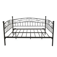 Metal Daybed Frame, Sofa Bed Frame Twin Size with Center Support Legs, Metal Slats, Black Bed Frame for Living Room Guest Room, No Box Spring Needed