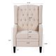 Arm Pushing Recliner Chair, Modern Button Tufted Wingback Manual Push Back Recliner Chair with Nailhead Trim & Wood Legs Upholstered Living Room Chair Single Reclining Sofa Home Theater Seating Beige