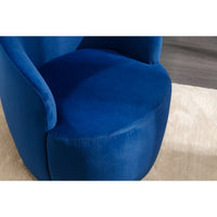 Swivel Accent Chair, Modern Upholstered Barrel Armchair Club Chair with Ergonomic Backrest and Comfy Cushion, Leisure Single Sofa Chair for Living Room Bedroom Nursery, Blue, Velvet Fabric