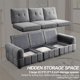 3-Seater Tufted Sofa with Hidden Storage Space, 93" Upholstered Sofa Lounge Sofa with Wood Frame for Apartment, Dorm, Reception and Office, 93"Lx34.5"Wx35.5"H, Load Capacity 250 LBS/Seat, Dark Grey