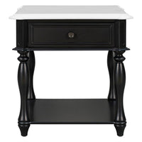 End Table Nightstand, Coffee Table with Open Styled Shelf & Large Storage Space, Classical Side Table with Metal Handles & Drawer for Living Room, 24.00"Lx27.90"Wx23.90''H, Black