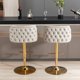 2PCS Swivel Bar Stools, PU Leather Height Adjustable Bar Chairs with Rivets, Counter Stools with Padded Seat & Gold Metal Legs,Button Design Side Chairs,for Home Bar Dining Room