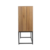 41.34inch Tall Accent Cabinet, Rattan Sideboard Cupboard with Adjustable Shelf and 2 Doors, Free Standing Storage Cabinet for Living Room, Kitchen, Bedroom, Walnut
