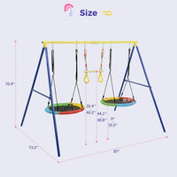 Outdoor Toddler Saucer Swing Set,Playground Tree Swing Set with Steel Frames and Disc Tree Swing Playset,Outdoor Swing Set for Backyard,Playground,Blue