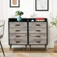 Dresser for Bedroom 4 Drawer Dressers & Chests of Drawers Small Fabric Storage Tower for Closet Nursery Kids and Adult,Gray and Black
