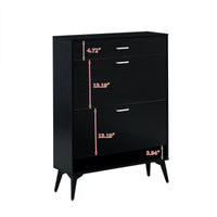 Shoe Storage Cabinet with 2 Flip Drawers and Open Shelf,Free Standing Shoe Racks Storage Cabinet with Metal Legs,Shoe Rack Organizer Entrance Shoe Storage Cabinet Narrow Closet for Entryway Hallway