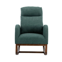 Rocking Chair Nursery, Modern Glider Rocking Chair with Headrest and Thicken Wood Base, Upholstered Nursing Armchair for Living Room, Bedroom, Emerald