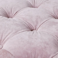 Modern Velvet Upholstered Ottoman, Classic Square Dressing Makeup Chair with Button Design, Comfortable Soft Foot Stool for Living Room Bedroom and Entrance, Pink