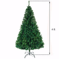 6FT Unlit Artificial Christmas Pine Tree with Sturdy Metal Legs, Classic Green Spruce Tree, Full 1050 Tips Branch for Indoor and Outdoor, Party Holiday Decoration, Green