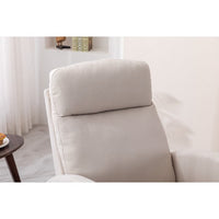Rocking Chair Nursery with Side Pocket, Upholstered Glider Chair with High Back and Wood Legs, Accent Armchair for Living Room Bedroom, Beige